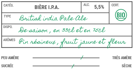 L’India Pale Ale est un style de bière de fermentation haute d'origine anglaise. Les IPA ont été développées au XVIIIe siècle pour l'export.